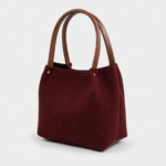 Tote Bag - Premium Woven Fabric Maroon & Brown - Image 3