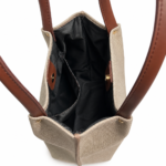 Tote Canvas Bag - Premium Woven Fabric Beige - Image 4